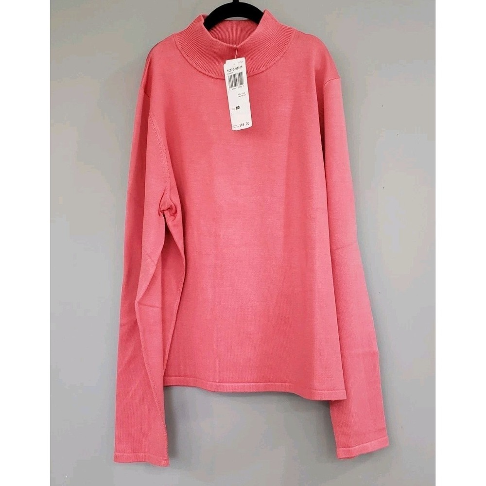 NEW MEDIUM PINK SILK BLEND PENDLETON Mock Neck LONG SLEEVE MOCK TURTLENECK WOMEN